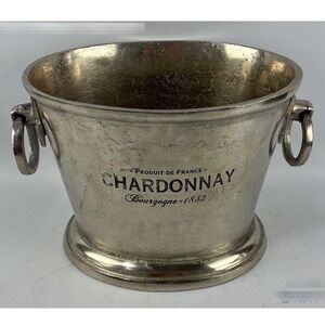 Palm Restaurant Chardonnay Bourgogne 1852 Wine Ice Bucket Silver Tone Cooler